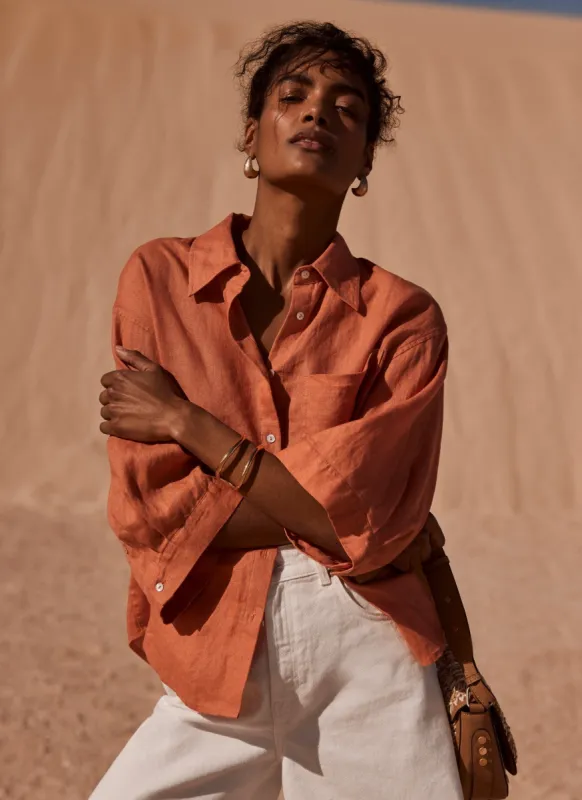 Rust Orange Linen Shirt sold by Mint Velvet