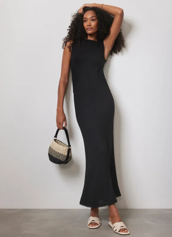Black Crochet Cut Out Maxi Dress sold by Mint Velvet