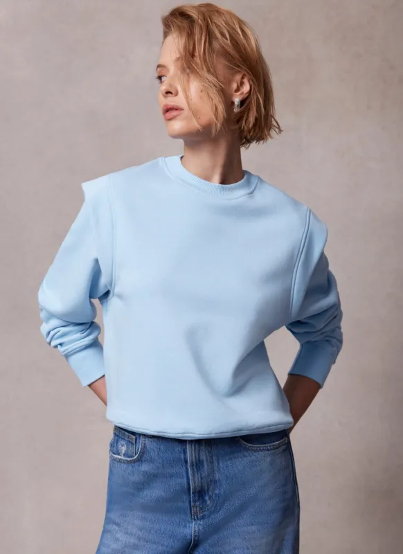 Blue Cotton Extended Shoulder Sweatshirt sold by Mint Velvet