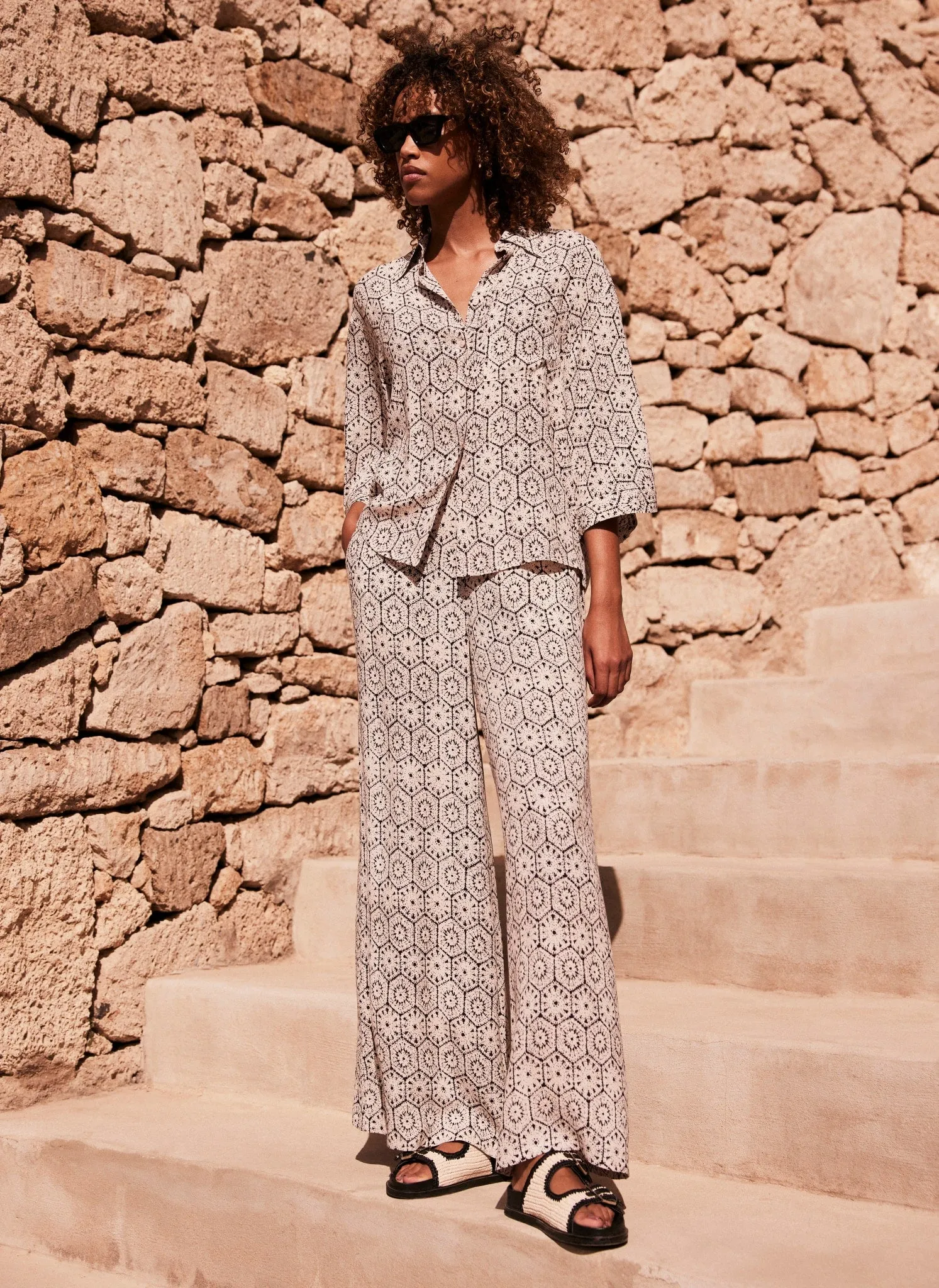 Neutral Crochet Print Shirt sold by Mint Velvet product image thumbnail 3