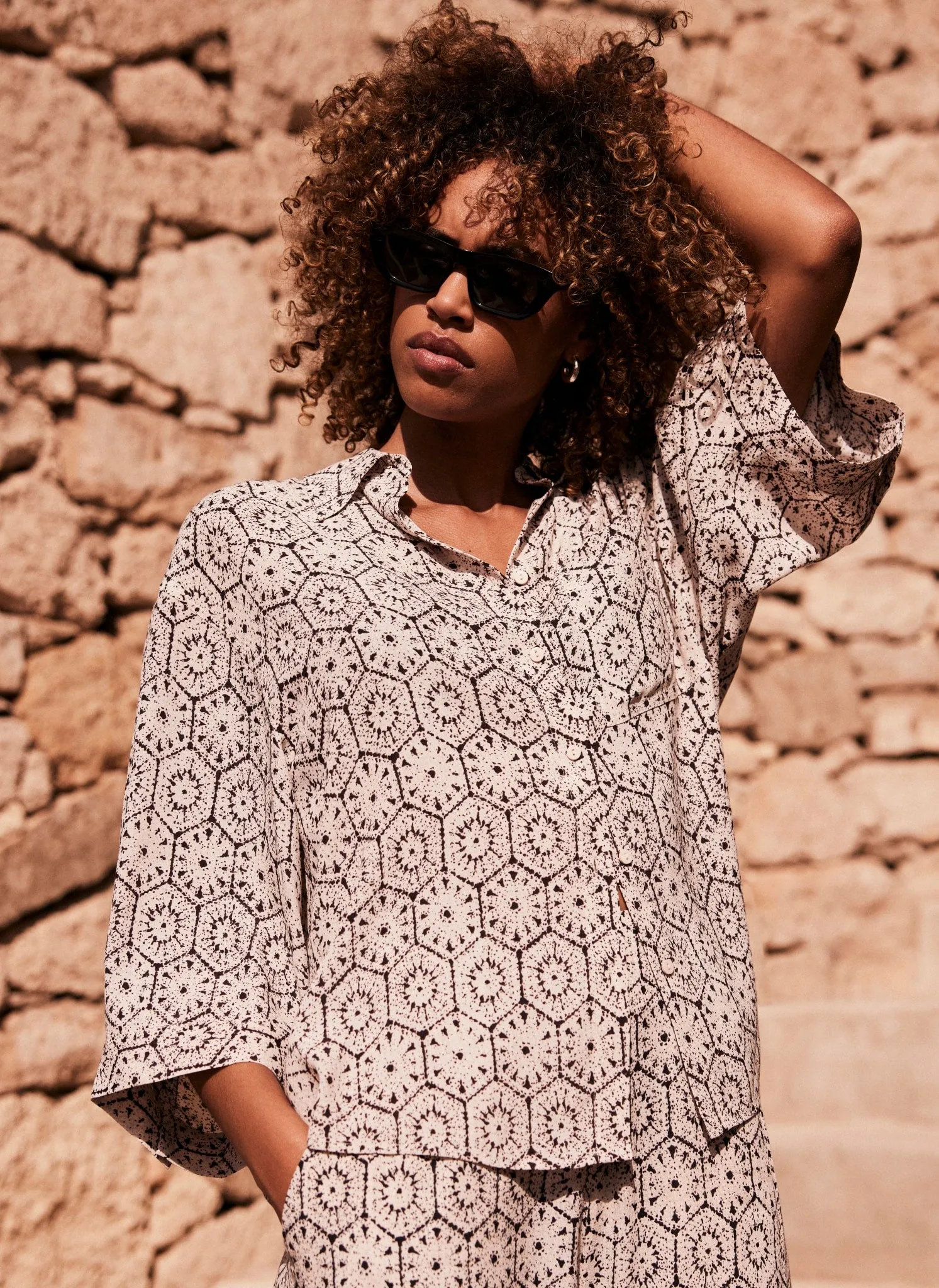 Neutral Crochet Print Shirt sold by Mint Velvet product image thumbnail 4