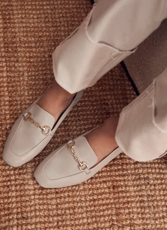 Camille Beige Leather Loafers sold by Mint Velvet