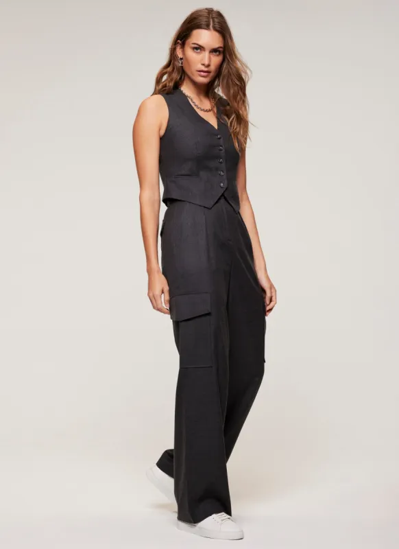 Grey Wool Blend Cargo Trousers sold by Mint Velvet