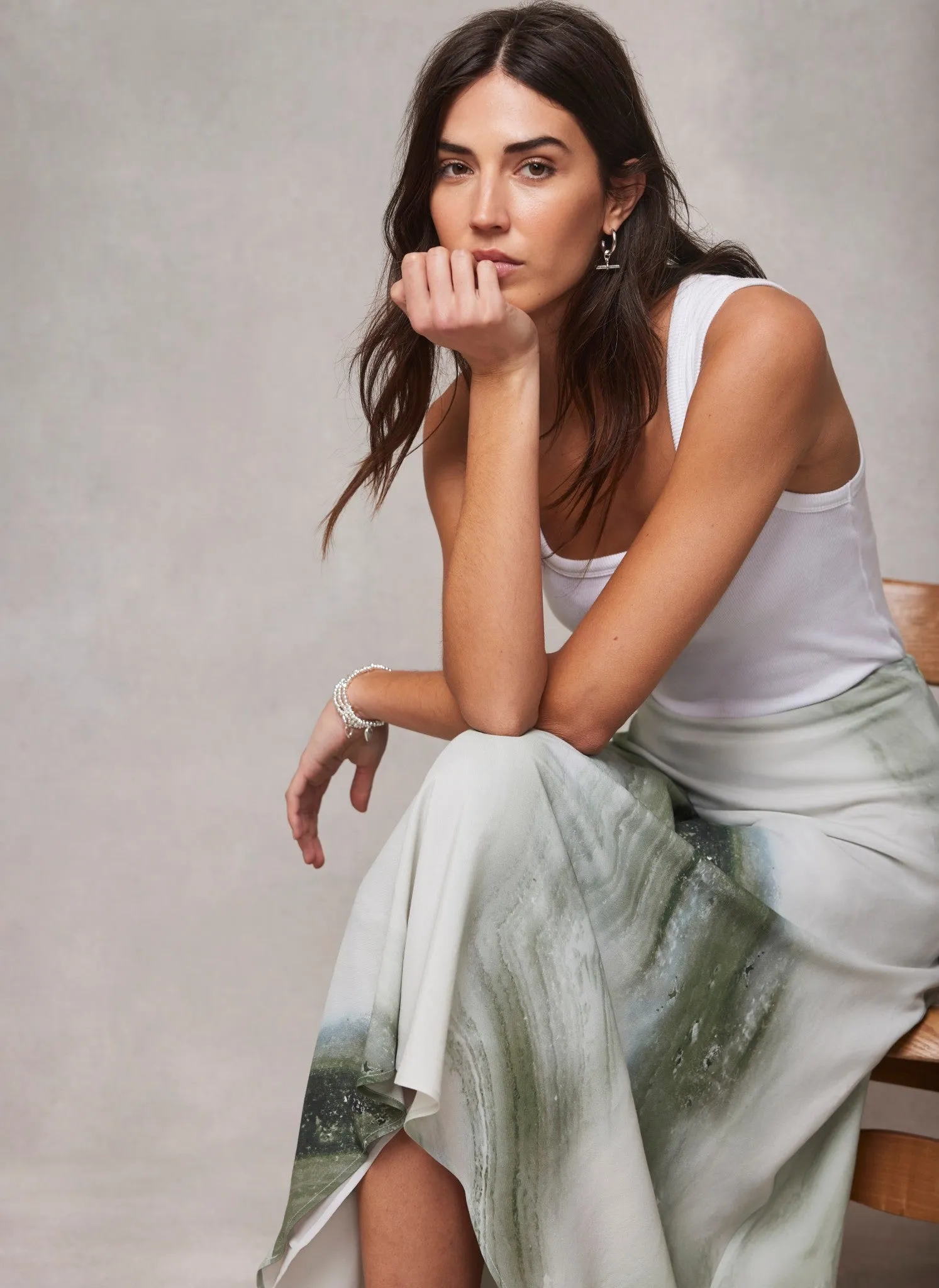 Green Ombre Print Maxi Skirt sold by Mint Velvet product image thumbnail 3