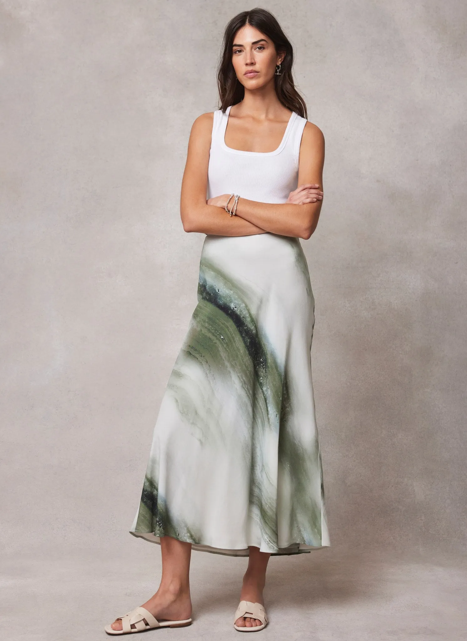 Green Ombre Print Maxi Skirt sold by Mint Velvet