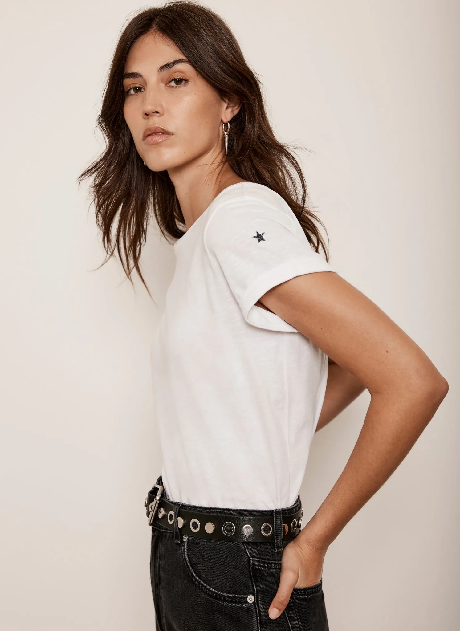 White Cotton Star T-Shirt sold by Mint Velvet