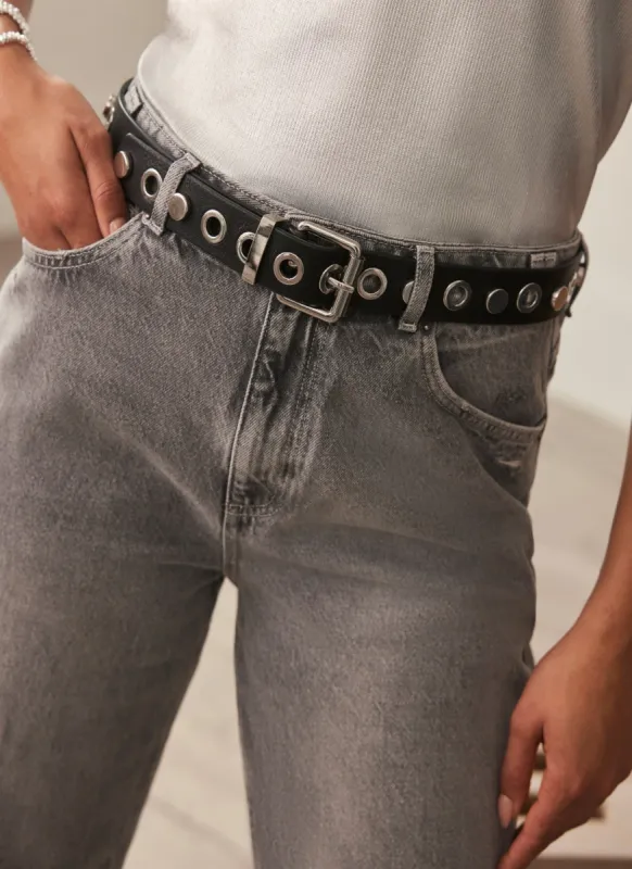 Black Studded Leather Belt sold by Mint Velvet