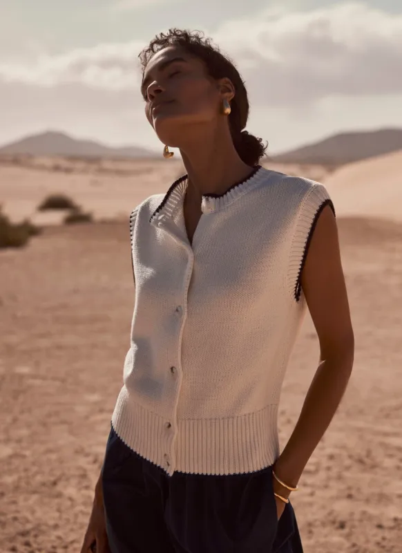 White Cotton Sleeveless Top made by Mint Velvet