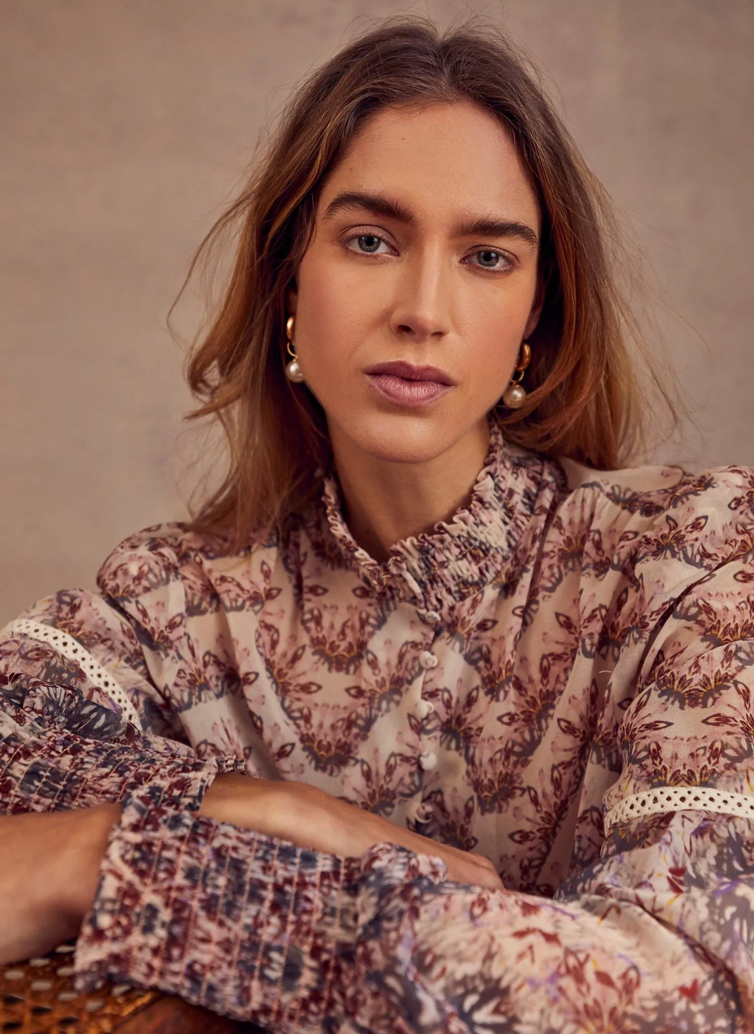 Neutral Floral Print Blouse sold by Mint Velvet product image thumbnail 2