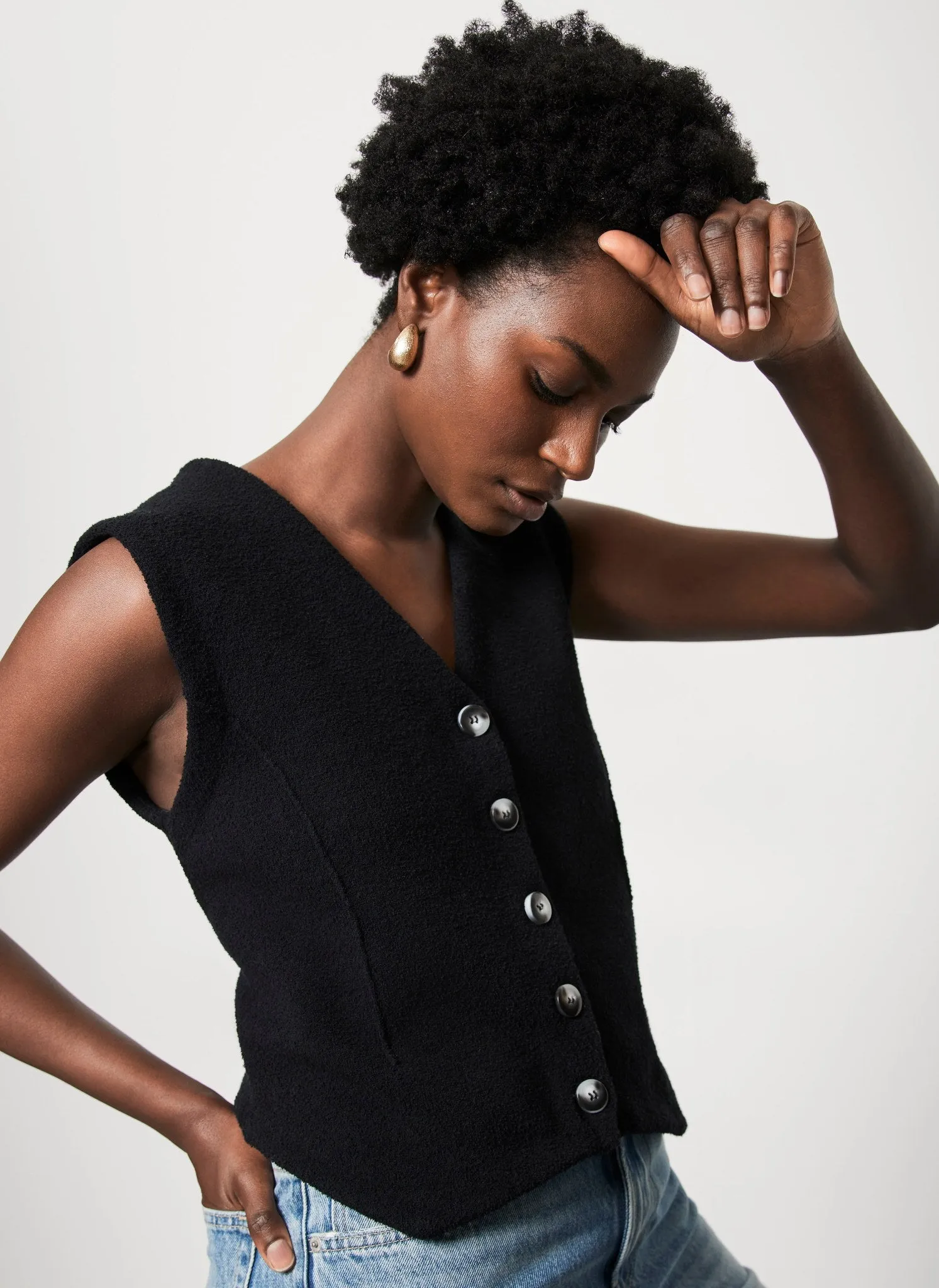 Navy Textured Knit Waistcoat sold by Mint Velvet