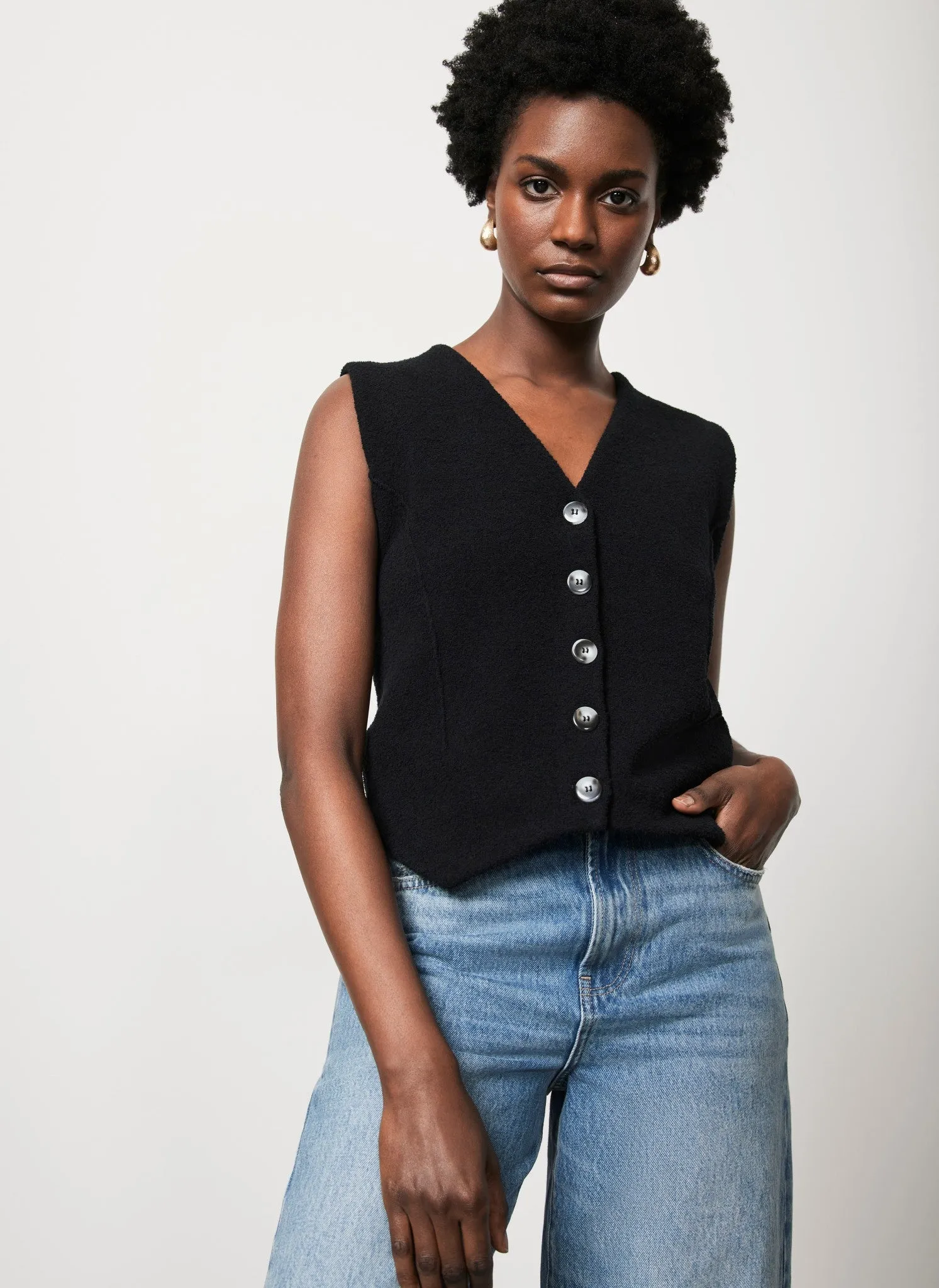 Navy Textured Knit Waistcoat sold by Mint Velvet product image thumbnail 2