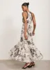 Cream Abstract Print Maxi Dress sold by Mint Velvet