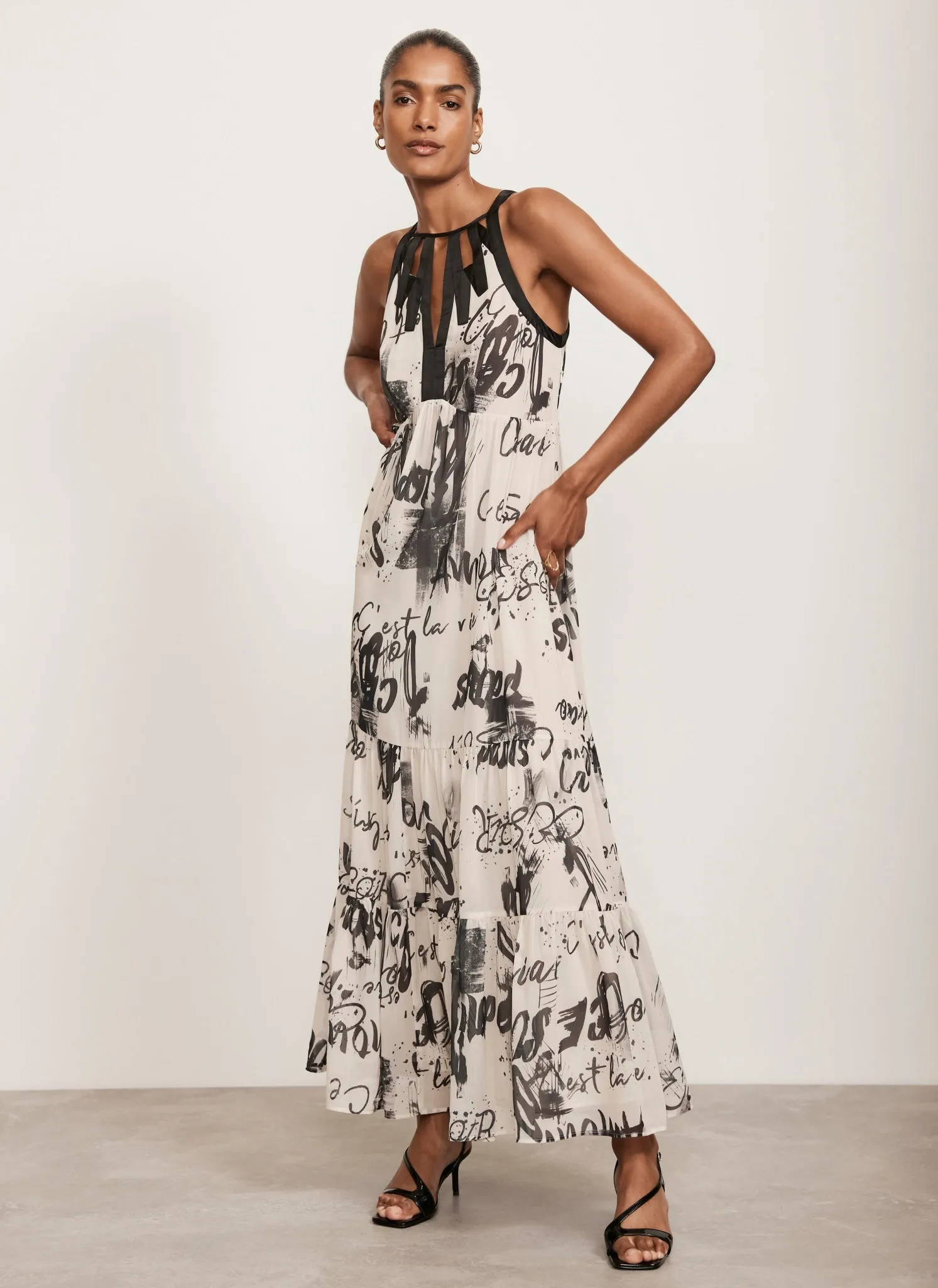 Cream Abstract Print Maxi Dress sold by Mint Velvet product image thumbnail 5