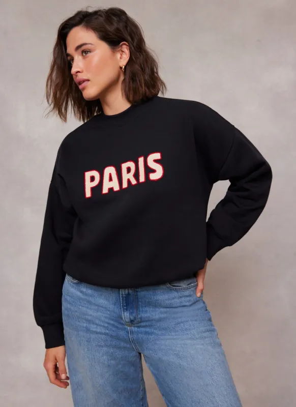 Navy Cotton Blend Paris Sweatshirt sold by Mint Velvet