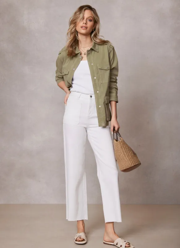 White Crop Wide Pocket Jeans sold by Mint Velvet