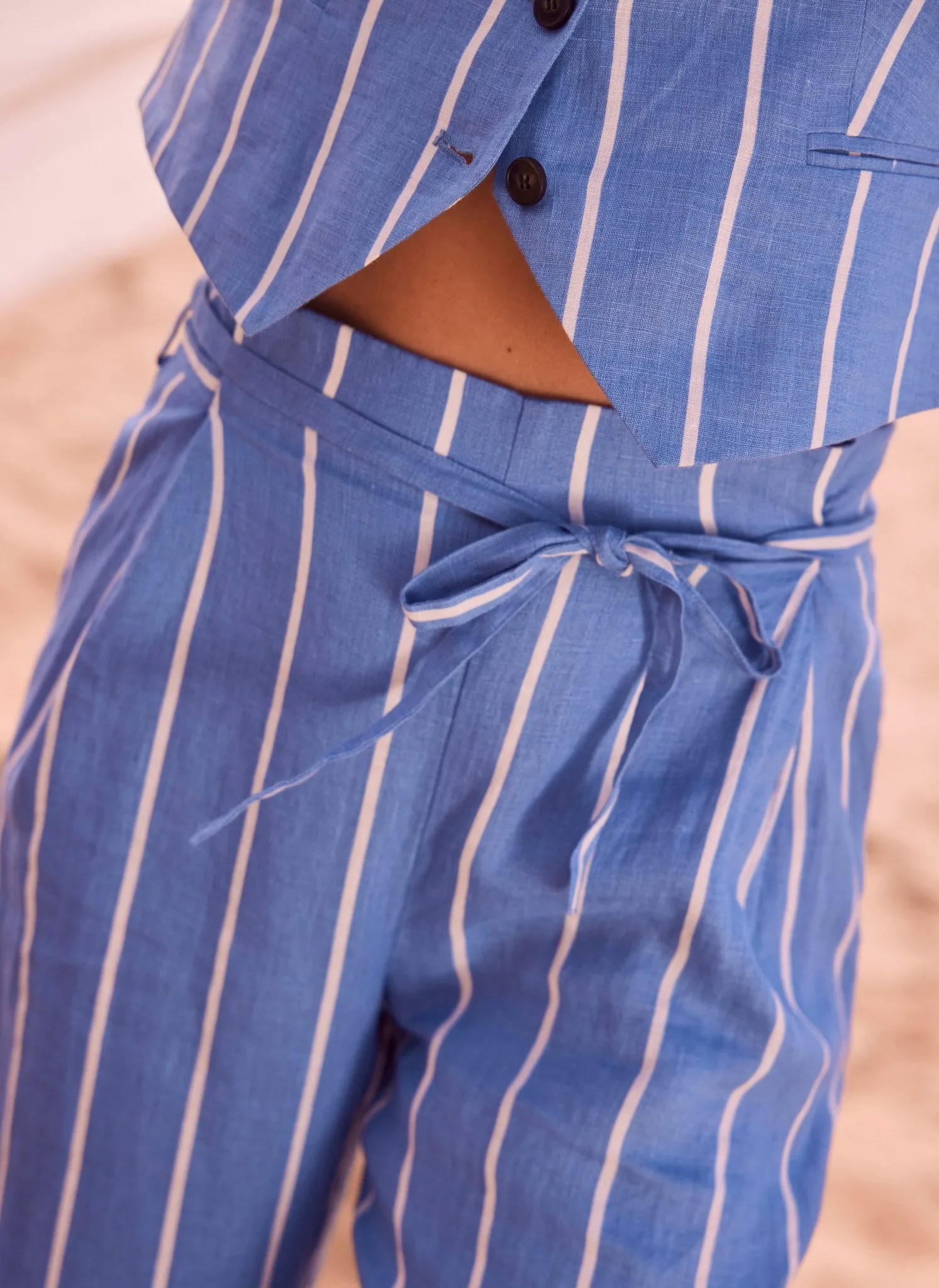 Blue Striped Linen Trousers sold by Mint Velvet product image thumbnail 3