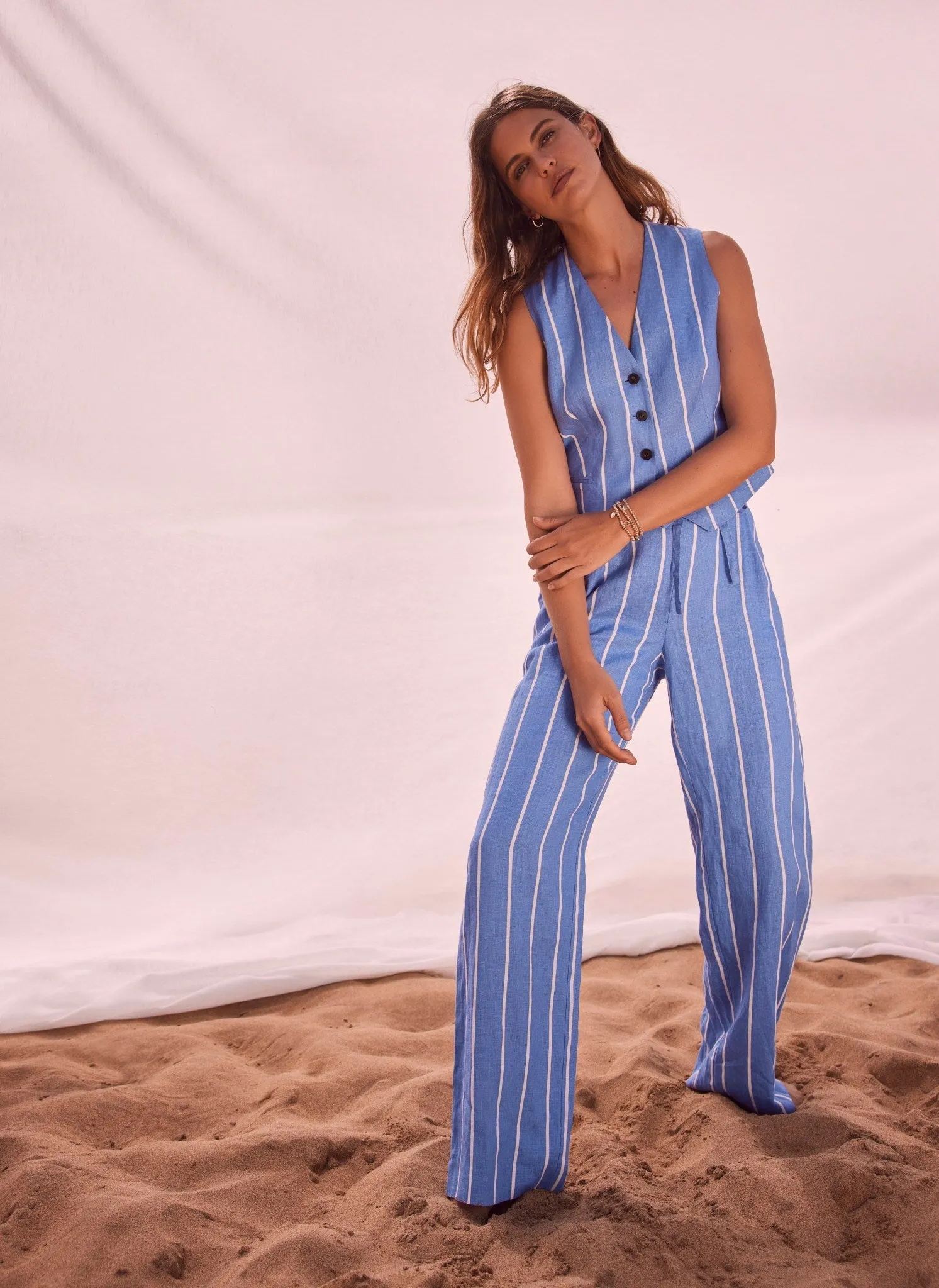 Blue Striped Linen Trousers sold by Mint Velvet product image thumbnail 2