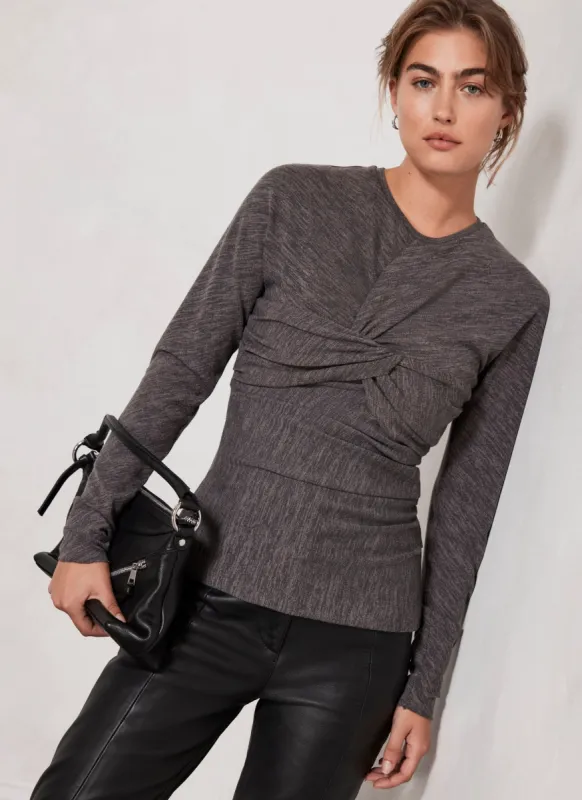 Grey Twist Detail Top sold by Mint Velvet