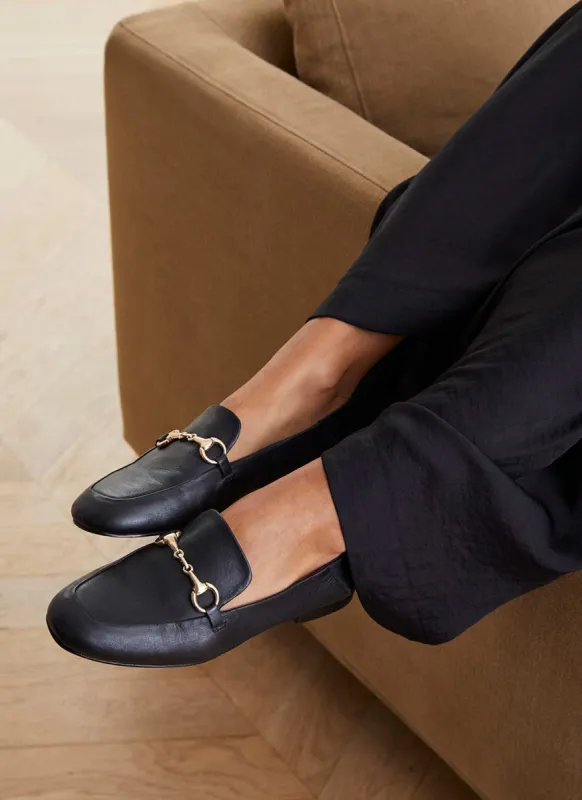 Camille Black Leather Loafers sold by Mint Velvet