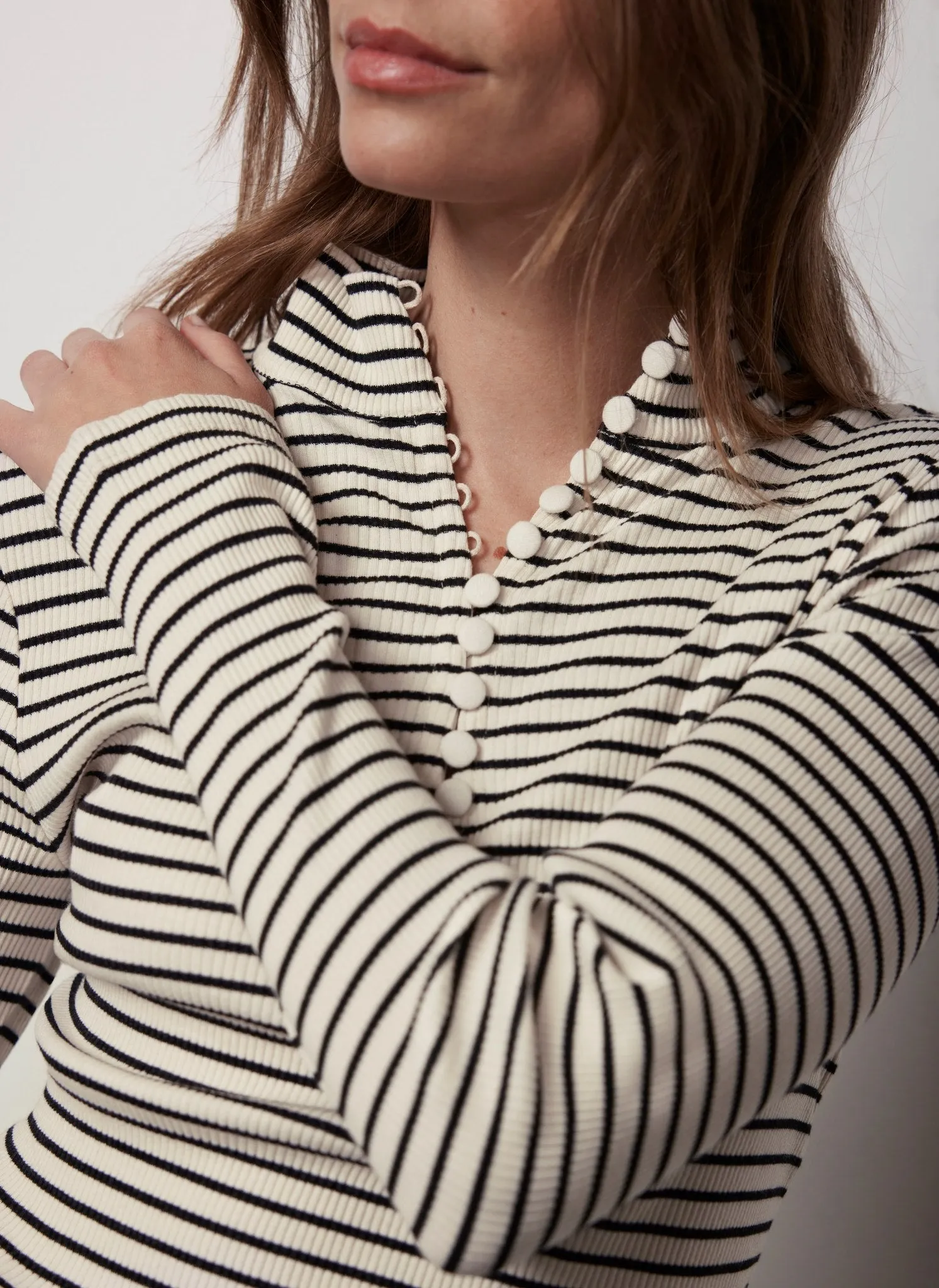 Cream Striped Long Sleeve Top sold by Mint Velvet product image thumbnail 4