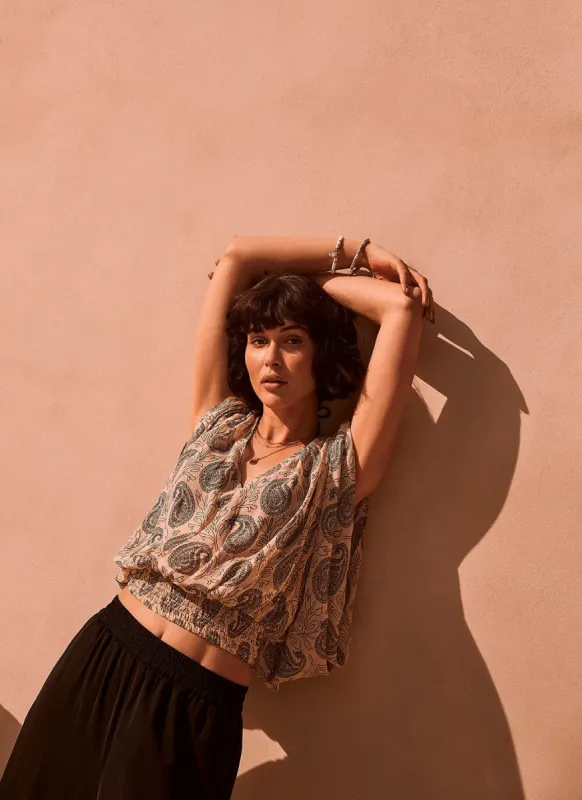 Evie Print Split Sleeve Top sold by Mint Velvet