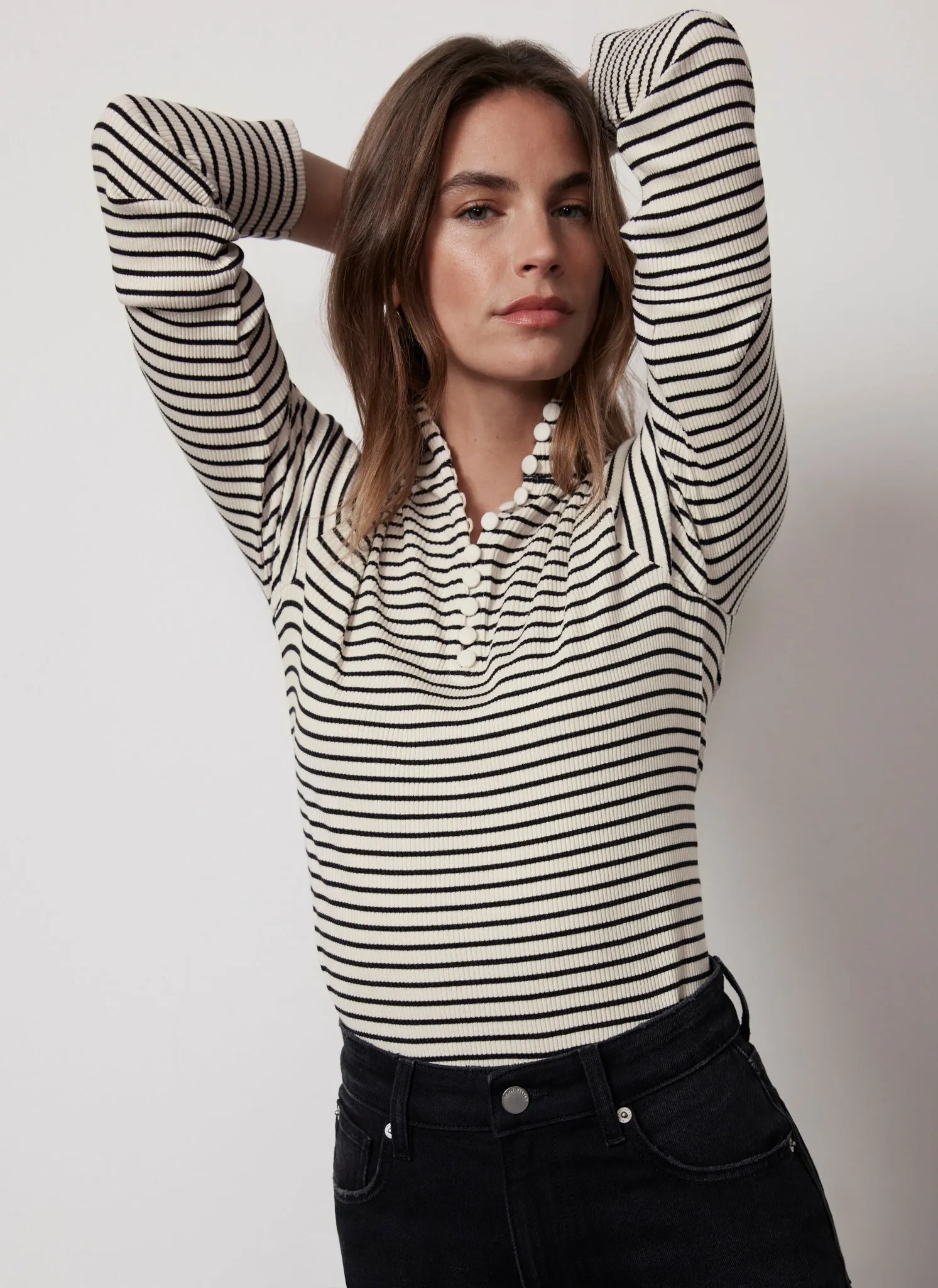 Cream Striped Long Sleeve Top sold by Mint Velvet product image thumbnail 3