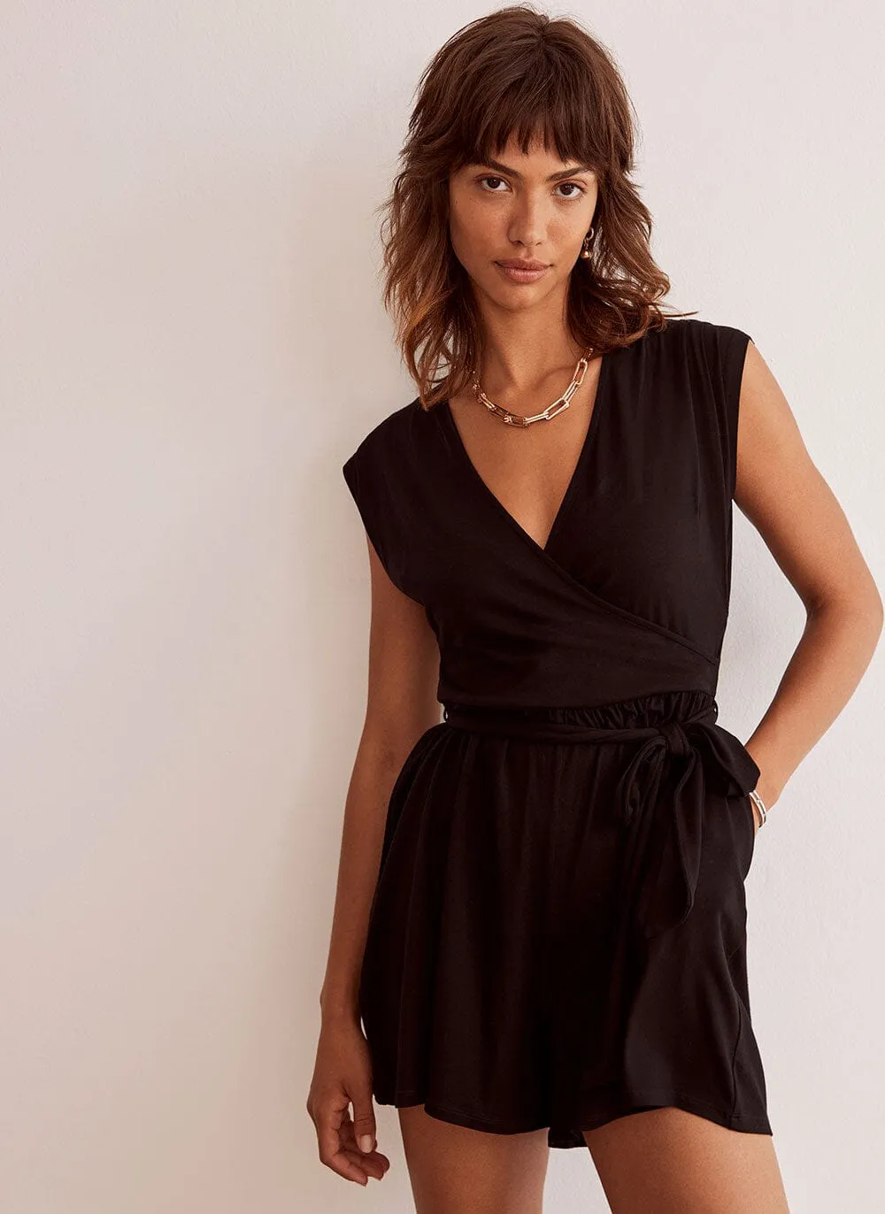 Black Shoulder Detail Playsuit sold by Mint Velvet product image thumbnail 3