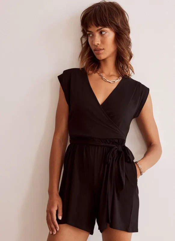 Black Shoulder Detail Playsuit made by Mint Velvet