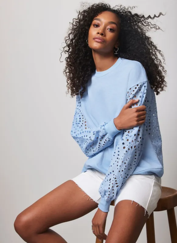 Blue Broderie Cotton Sweatshirt sold by Mint Velvet