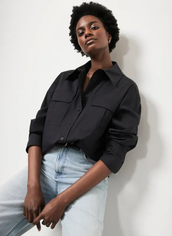 Black Cotton Utility Shirt sold by Mint Velvet