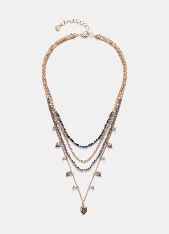 Gold Tone Beaded Layered Necklace sold by Mint Velvet