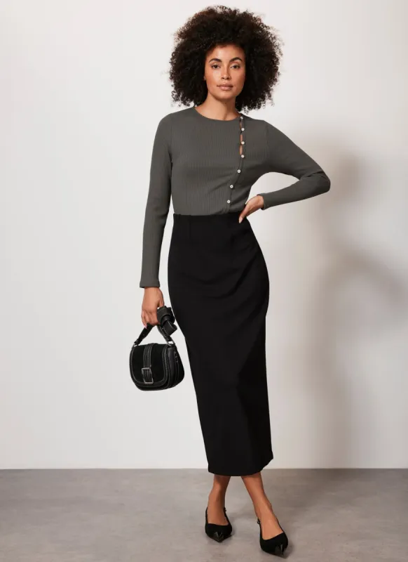 Black Jersey Midi Skirt sold by Mint Velvet