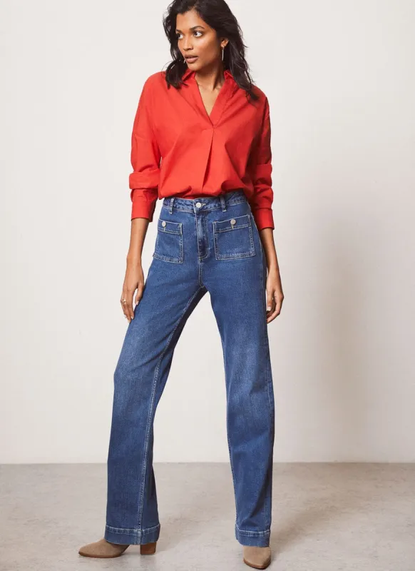 Indigo Wide Patch Pocket Jeans sold by Mint Velvet