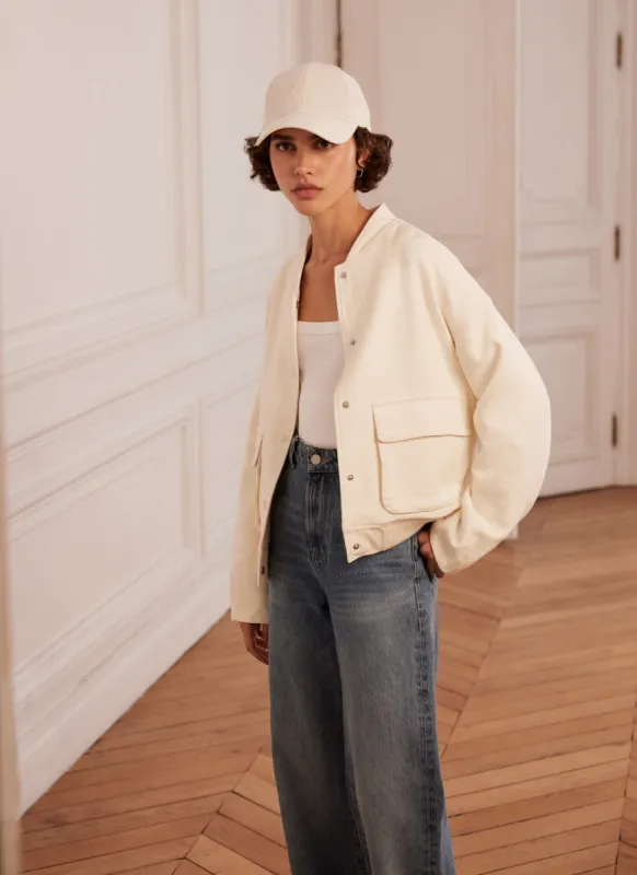 Cream Textured Bomber Jacket sold by Mint Velvet