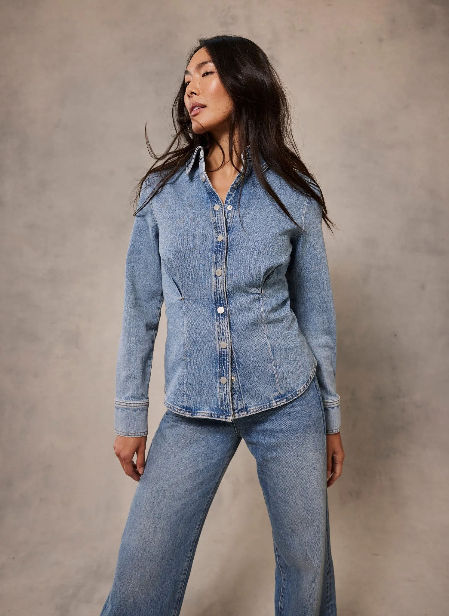 Indigo Blue Denim Fitted Shirt sold by Mint Velvet