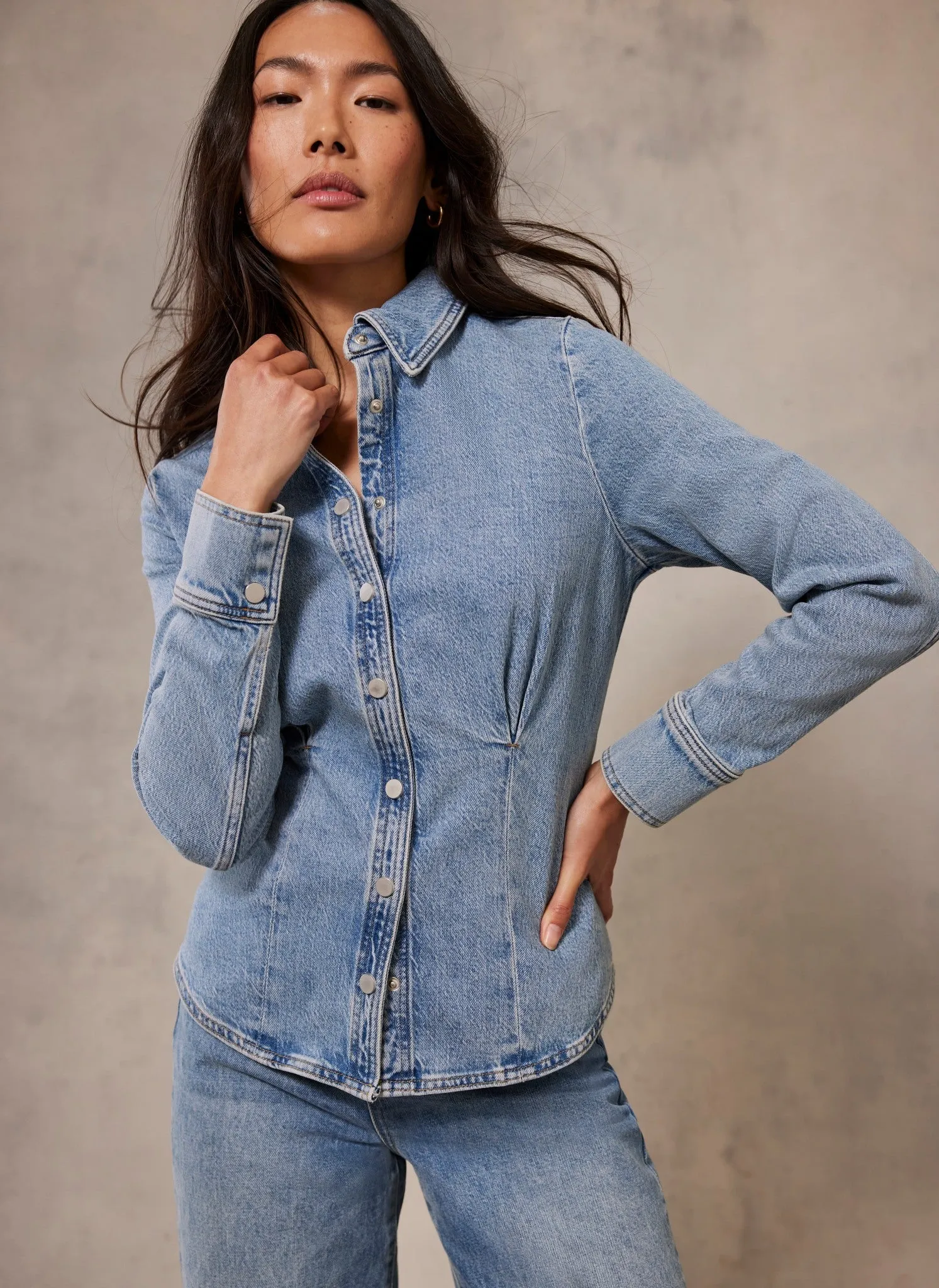 Indigo Blue Denim Fitted Shirt sold by Mint Velvet product image thumbnail 2