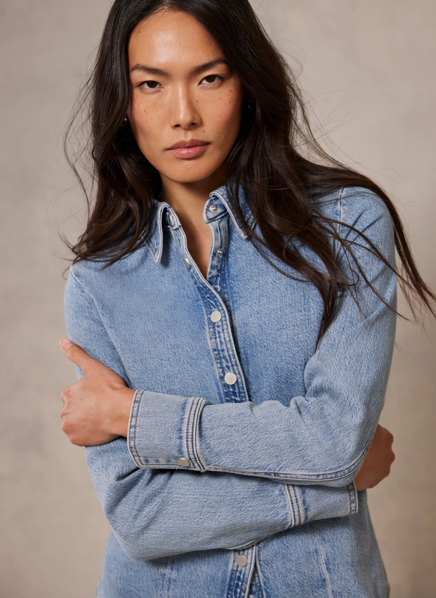 Indigo Blue Denim Fitted Shirt sold by Mint Velvet product image thumbnail 5