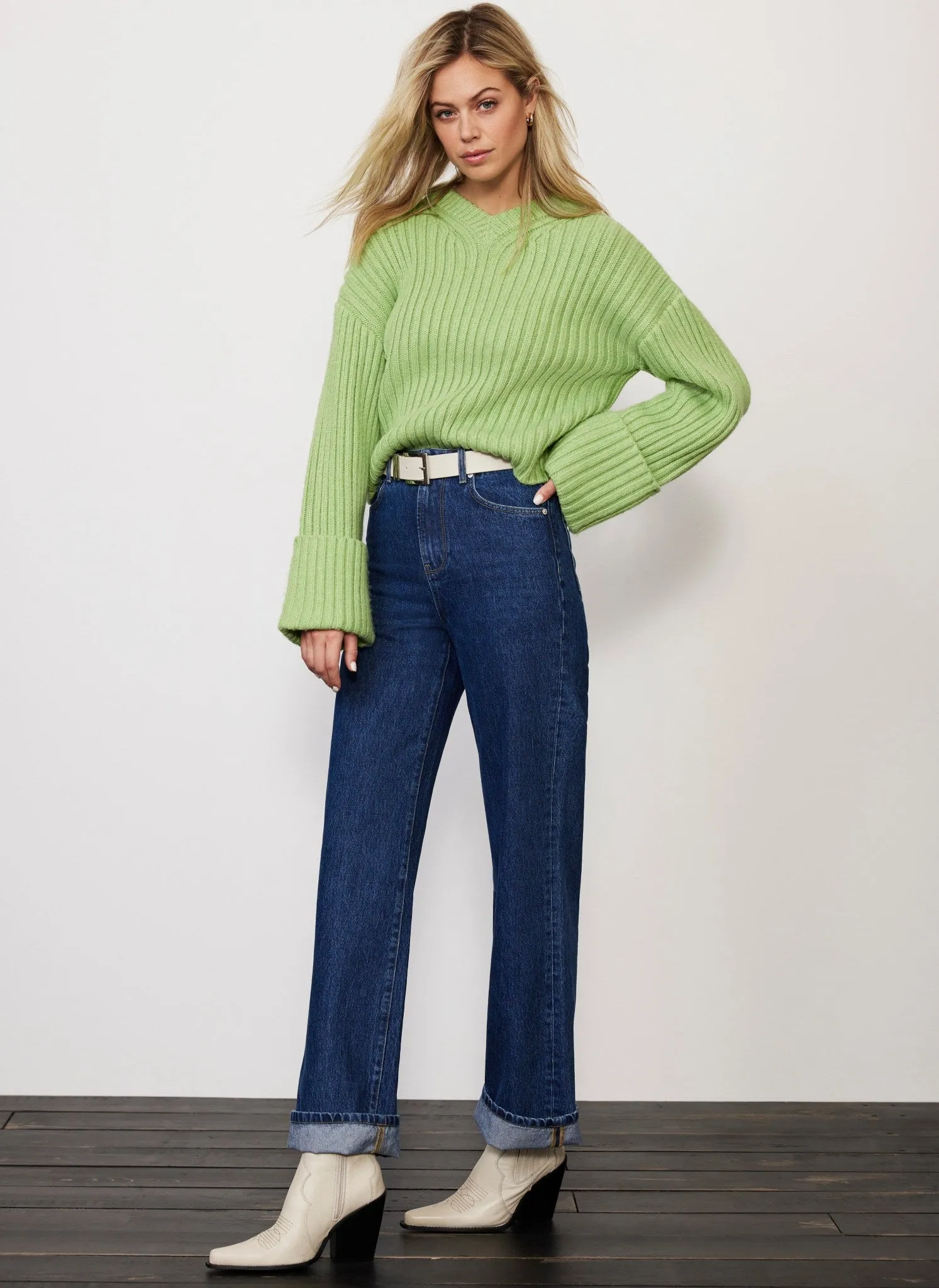 Green Chunky Cotton Blend Jumper sold by Mint Velvet product image thumbnail 4