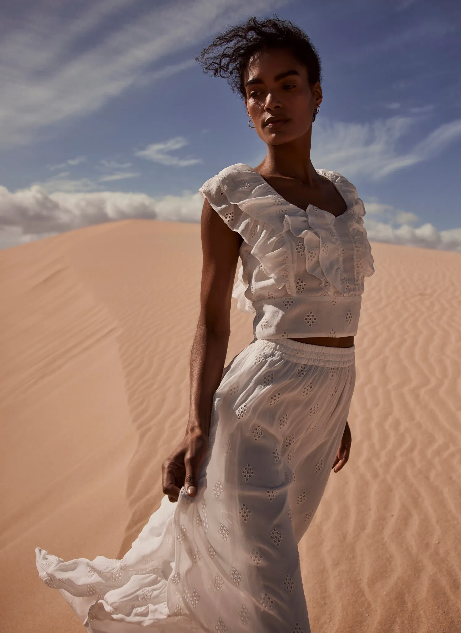 Cream Broderie Anglaise Maxi Skirt sold by Mint Velvet product image thumbnail 3