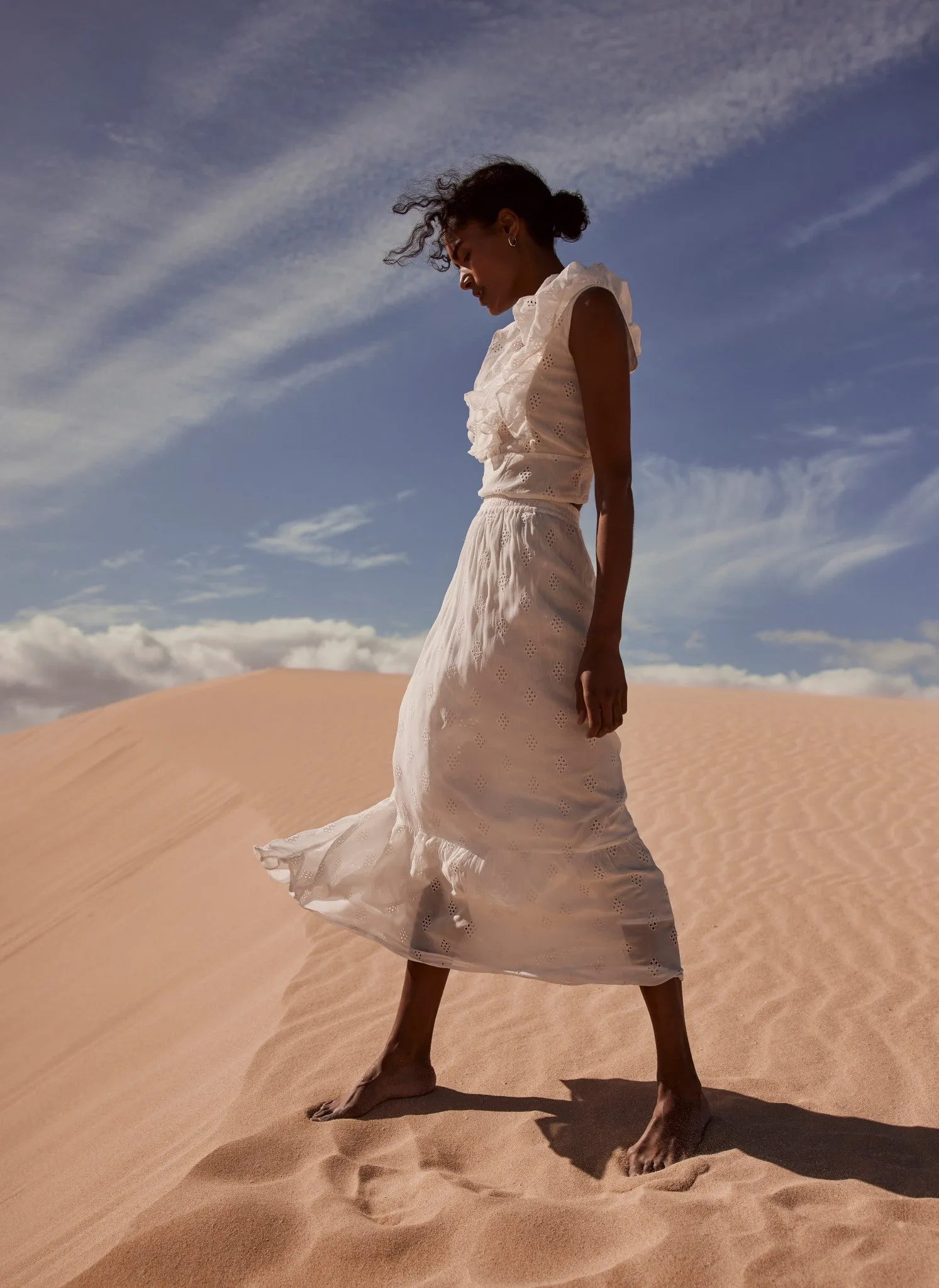 Cream Broderie Anglaise Maxi Skirt sold by Mint Velvet