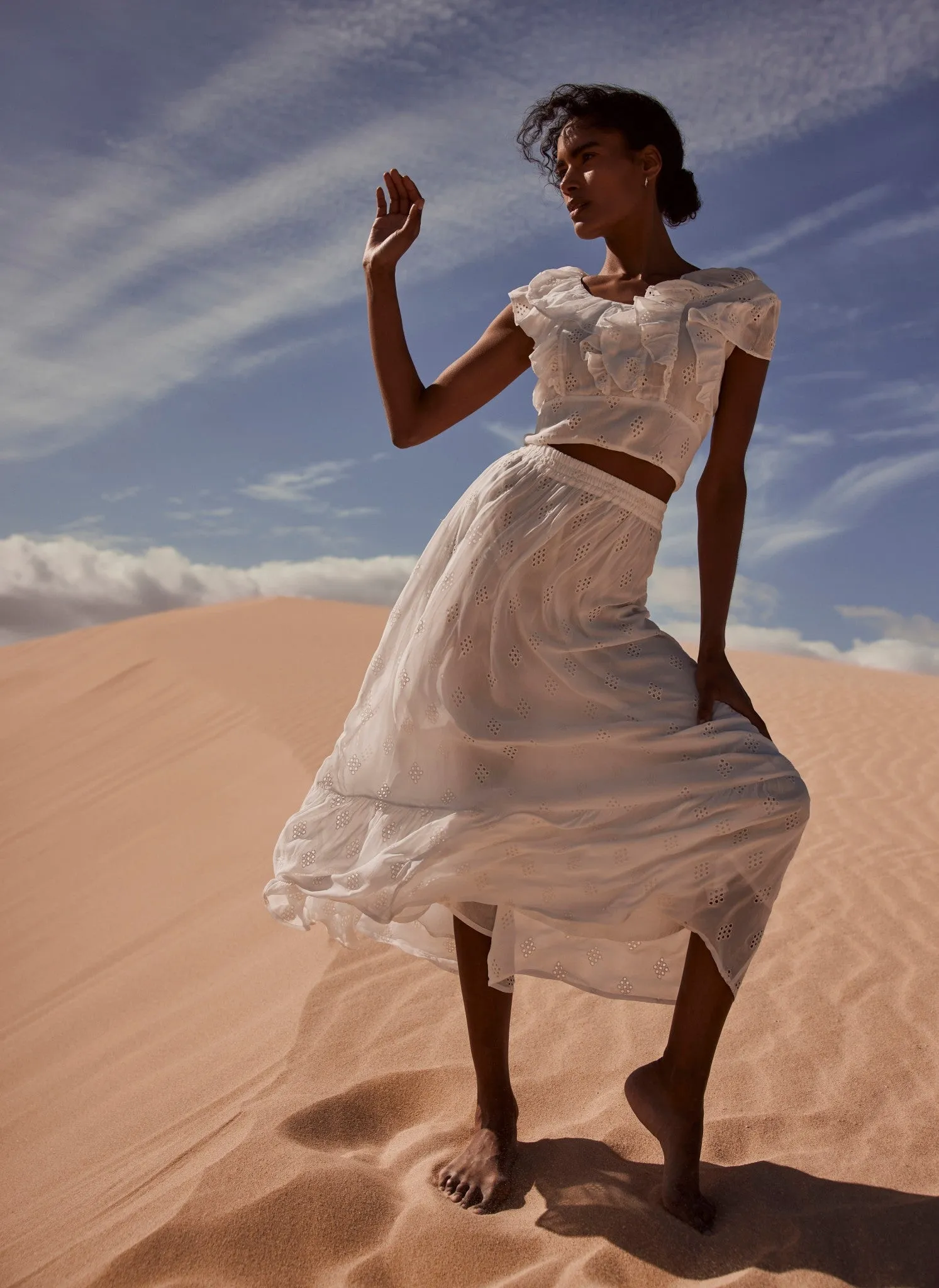 Cream Broderie Anglaise Maxi Skirt sold by Mint Velvet product image thumbnail 2