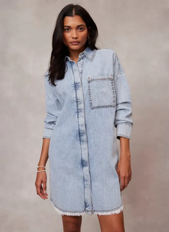 Light Indigo Denim Mini Shirt Dress sold by Mint Velvet