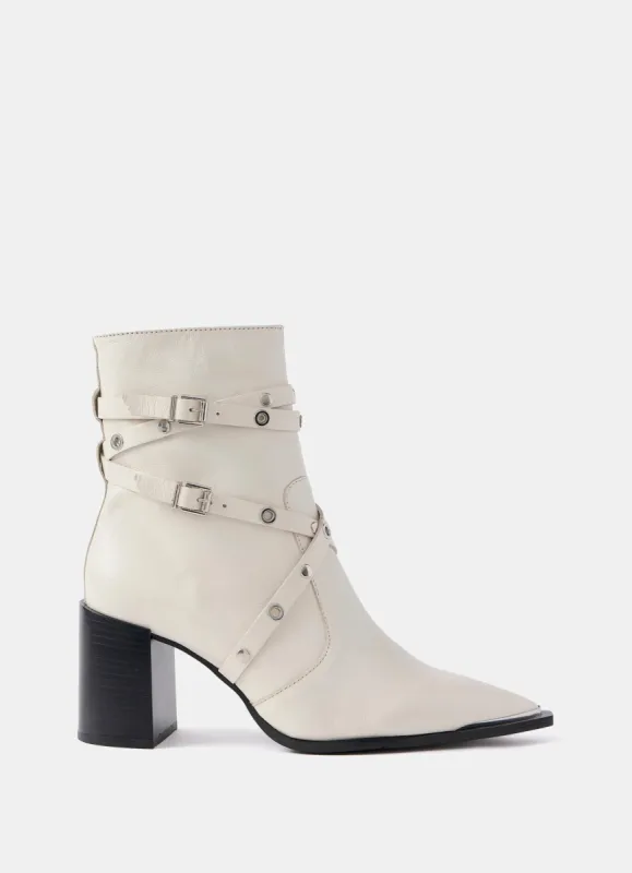 Cream Leather Buckled Ankle Boots sold by Mint Velvet