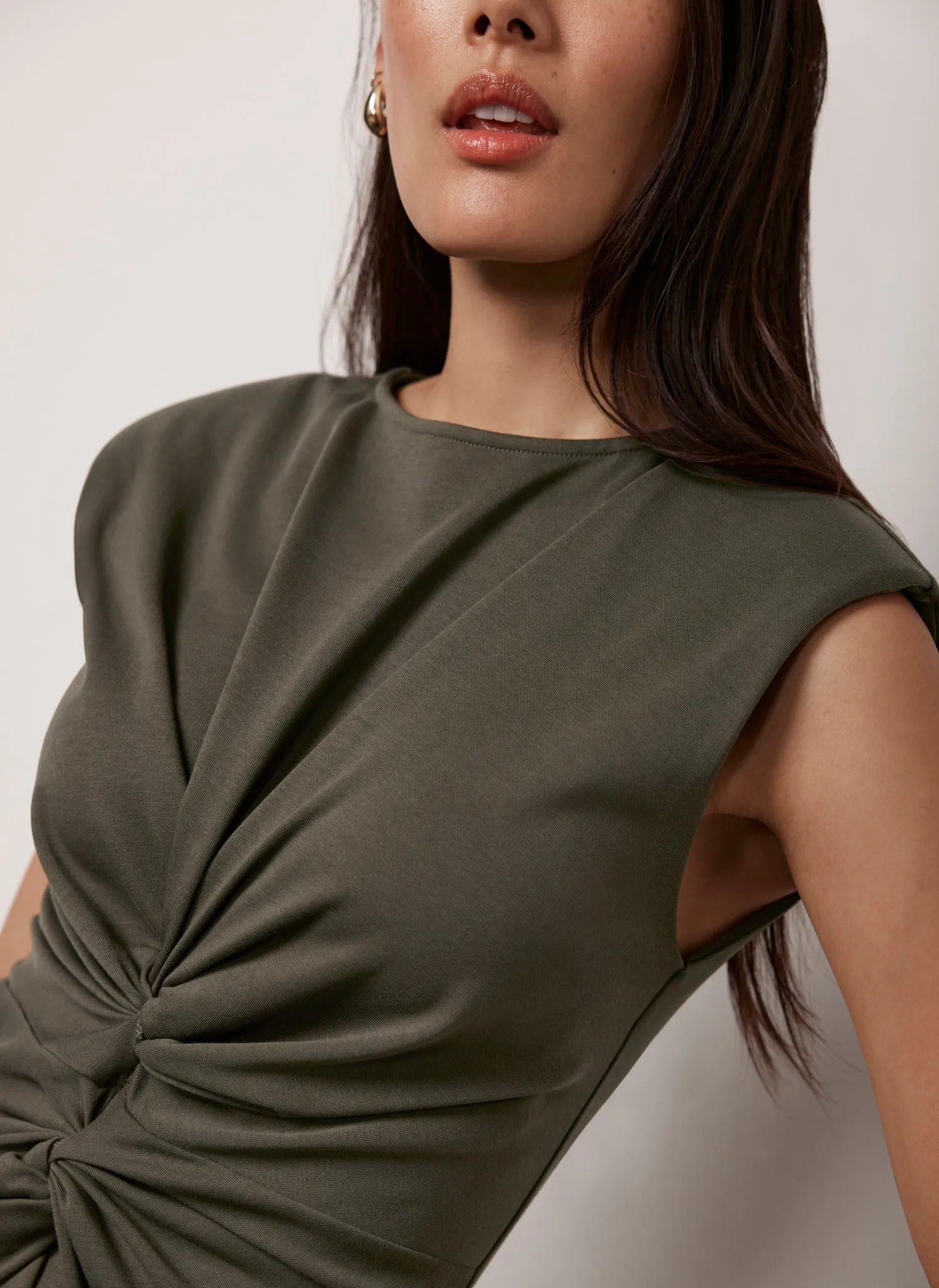 Khaki Twisted Midi Dress sold by Mint Velvet product image thumbnail 5