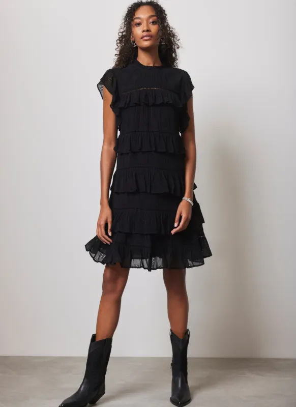 Black Broderie Anglaise Mini Dress sold by Mint Velvet