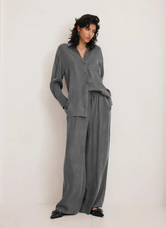 Grey Drawstring Wide Trousers sold by Mint Velvet