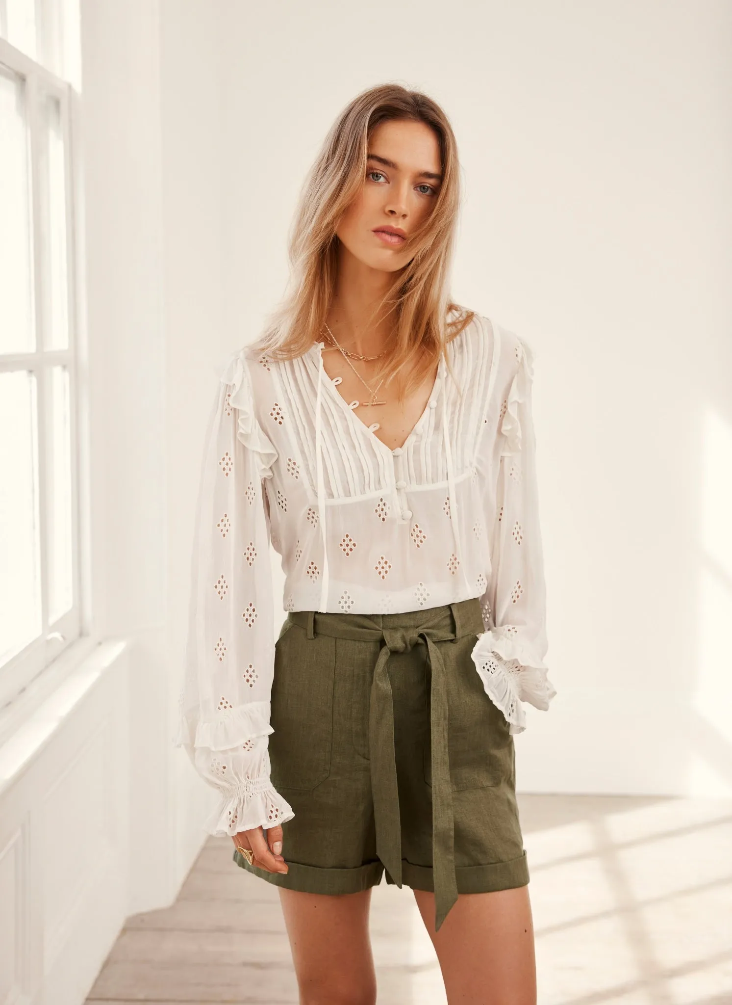 Cream Broderie Anglaise Blouse sold by Mint Velvet product image thumbnail 5