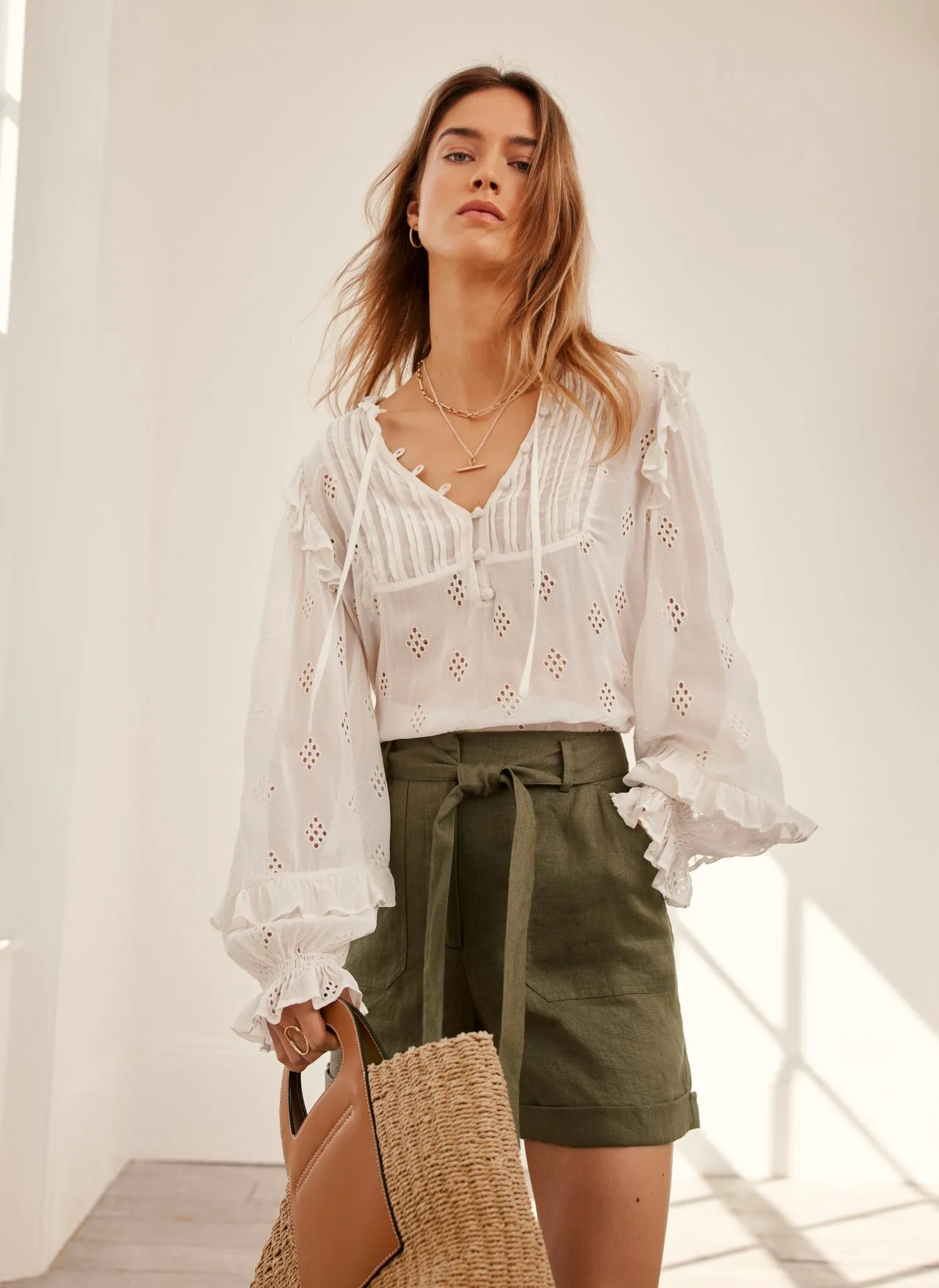 Cream Broderie Anglaise Blouse sold by Mint Velvet