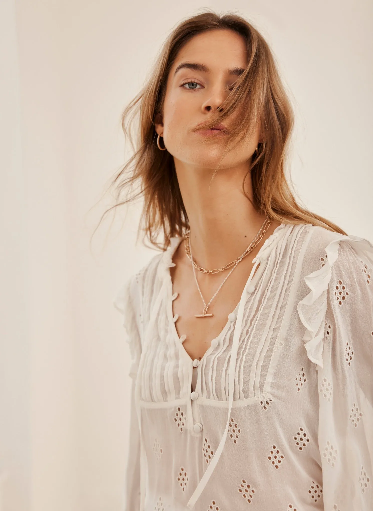 Cream Broderie Anglaise Blouse sold by Mint Velvet product image thumbnail 2