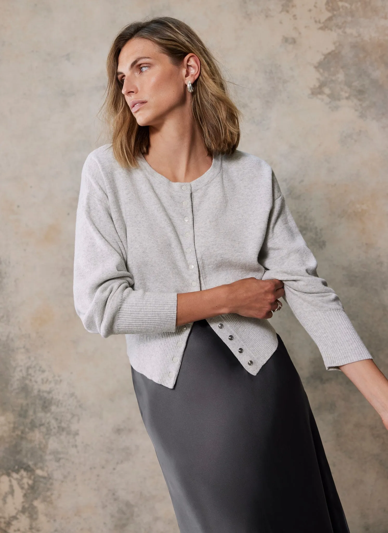 Grey Cotton Blend Cardigan sold by Mint Velvet